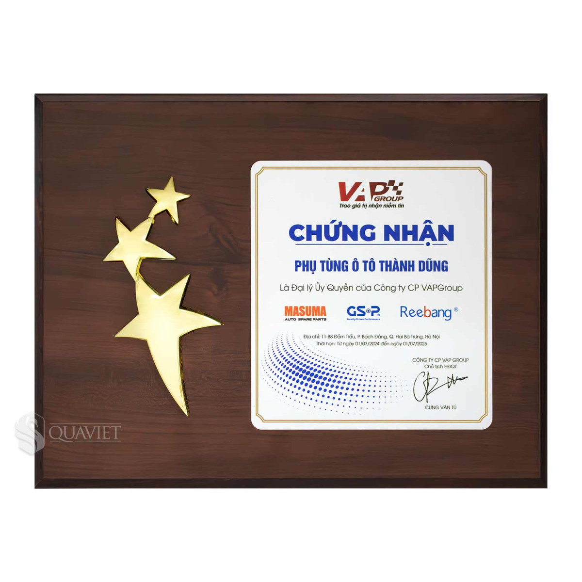 Bảng vinh danh đại lý phụ tùng ô tô