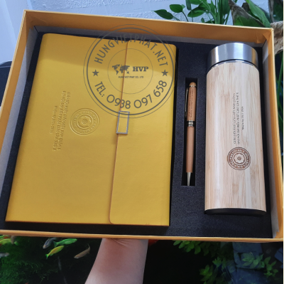 GS 009 - GIFTSET (Bình Giữ Nhiệt + Sổ Tay + Bút Gỗ + Hộp quà)